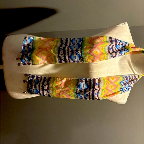 Scarf with Charms~MULTICOLORED Tie & Dye Scarf and Silver Charms - Picture 6 of 7